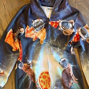 Adult cat and pizza onesie